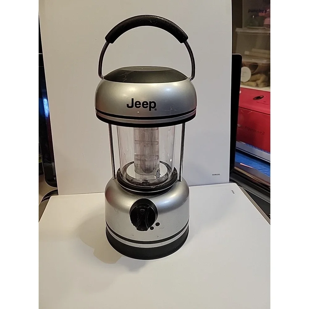 Jeep Battery Operated LED Silver Lantern Camping Light